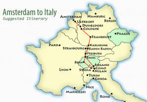 Map Italy Train Routes Amsterdam to northern Italy Suggested Itinerary