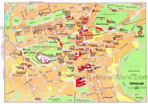 Map Nimes France Map Of Edinburgh attractions Planetware Printable Travel