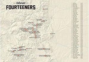 Map Of 14ers In Colorado Amazon Com 58 Colorado 14ers Map 18×24 Poster Tan Posters Prints
