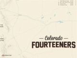 Map Of All 14ers In Colorado Amazon Com 58 Colorado 14ers Map 18×24 Poster Tan Posters Prints