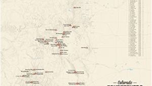 Map Of All 14ers In Colorado Amazon Com 58 Colorado 14ers Map 18×24 Poster Tan Posters Prints