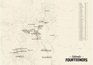 Map Of All 14ers In Colorado Amazon Com 58 Colorado 14ers Map 18×24 Poster Tan Posters Prints