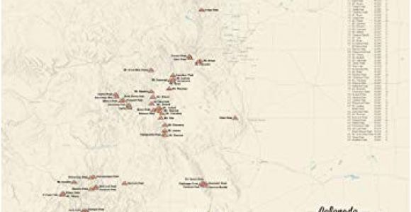 Map Of All 14ers In Colorado Amazon Com 58 Colorado 14ers Map 18×24 Poster Tan Posters Prints