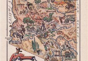Map Of Arizona tombstone Map Of Arizona From 1946 by French Artist Jacques Liozu Digital