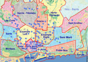 Map Of Barcelona Spain Neighborhoods Car Parking In Barcelona