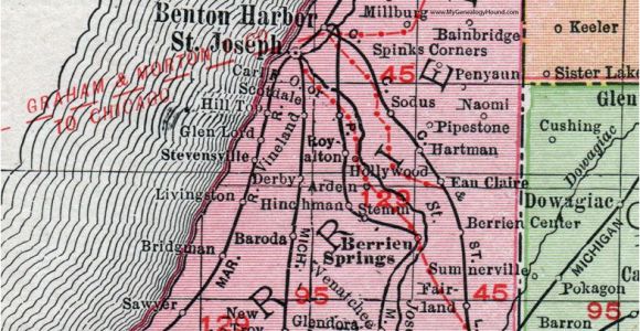 Map Of Berrien County Michigan Berrien County Michigan 1911 Map Rand Mcnally St Joseph