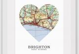 Map Of Brighton England Brighton Map Heart Print Brighton Map Art Sussex Map