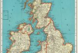 Map Of Britain and France 1939 Antique British isles Map Vintage United Kingdom Map