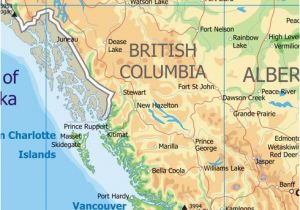 Map Of British Columbia and Alberta Canada Physical Map Of British Columbia Canada