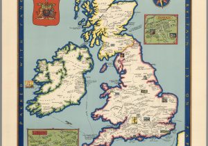 Map Of British isles and Ireland the Booklovers Map Of the British isles Paine 1927 Map Uk
