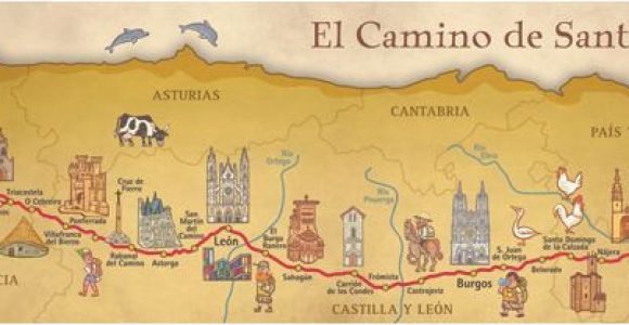 Map Of Camino Frances Camino Frances De Santiago Pilgrim souvenir Poster Map In