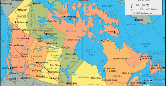 Map Of Canada with Lakes and Rivers Canada Map and Satellite Image