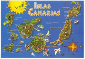 Map Of Canary islands Spain Canary islands Spain Map Postcard In 2019 Lanzarote Canarian