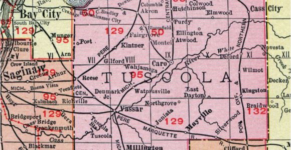 Map Of Caro Michigan Tuscola County Michigan 1911 Map Rand Mcnally Caro Cass City