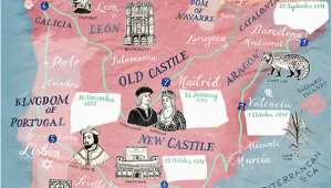 Map Of Castles In Spain Historic Illustrated Map Of Spain and Portugal for Bbc World