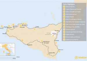 Map Of Catania Sicily Italy Map Of Spectacular Self Drive tour Around Sicily 14 Day Itinerary