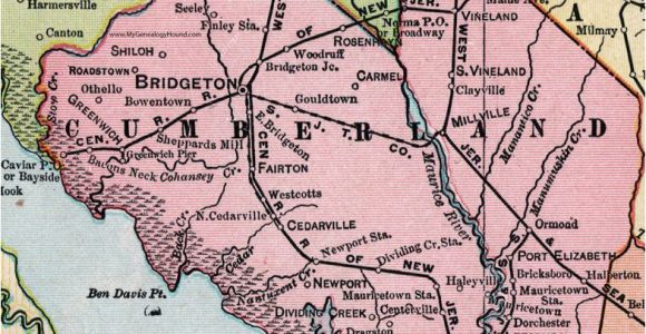 Map Of Cedarville Ohio Cumberland County New Jersey 1905 Map Bridgeton Millville