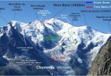 Map Of Chamonix France Routes Up Mont Blanc Mountaineering Climbing Mont Blanc