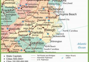 Map Of Charlotte north Carolina and Surrounding areas Map Of Virginia and north Carolina