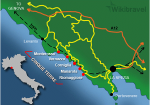 Map Of Cinque Terre In Italy Cinque Terre Wikitravel
