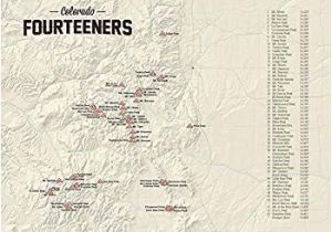 Map Of Colorado 14ers Amazon Com 58 Colorado 14ers Map 18×24 Poster Tan Posters Prints