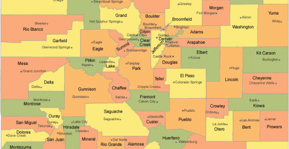 Map Of Colorado Counties with Cities Colorado County Map