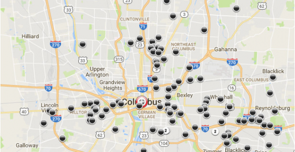 Map Of Columbus Ohio Suburbs Here is A Map Of All Homicides that Happened In 2016 source In