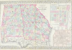 Map Of Counties In Georgia 1881 County Map Of Georgia and Alabama S Mitchell Jr Products