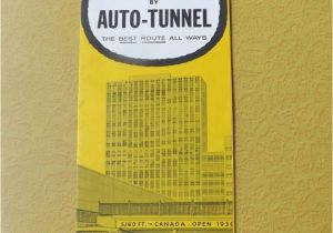 Map Of Detroit and Canada to Canada by Auto Tunnel Vintage Travel Brochure Flyer Map