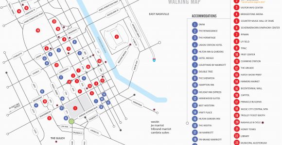 Map Of Downtown Nashville Tennessee Walking Map Nashvillemusiccitycenter Com