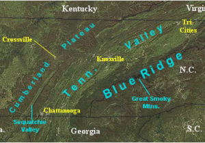 Map Of Eastern Tennessee Landform Map Of Tennessee Major Landforms Of East Tennessee