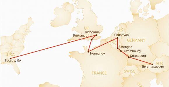 Map Of Easy Company Through Europe Band Of Brothers tour Wwii tours by Stephen Ambrose