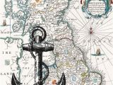 Map Of England Beaches Anchor and Map Print Awesome Black Anchor Print On Antique