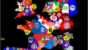 Map Of England Football Teams Map Of top Division Football Clubs In Major European Leagues