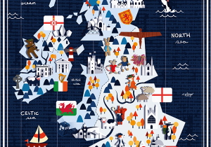 Map Of England for Children Map Showing Things Of Interest In the British isles
