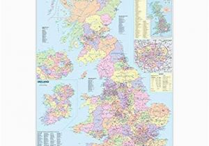 Map Of England Showing County Boundaries Uk Counties Large Wall Map for Business Laminated