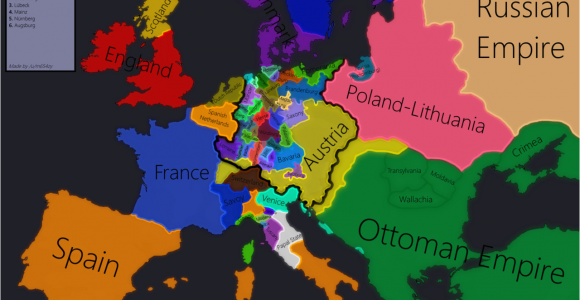 Map Of Europe 1618 Europe In 1618 Beginning Of the 30 Years War Maps