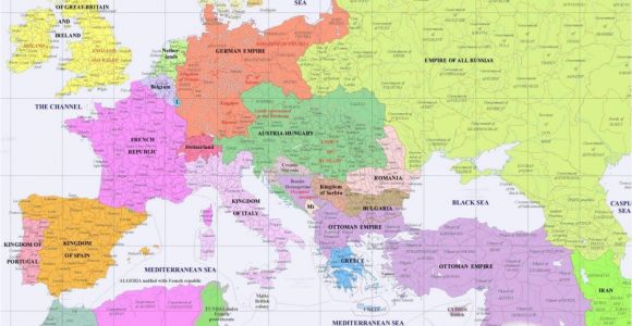 Map Of Europe 1914 with Cities Full Map Of Europe In Year 1900