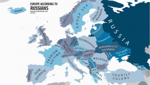 Map Of Europe 2012 Europe According to Russians Interesting Funny Maps Map