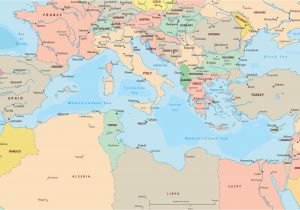 Map Of Europe and Mediterranean Sea Political Map Of Mediterranean Sea Region