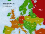 Map Of Europe and Scandinavian Countries Population by Country In Europe Map