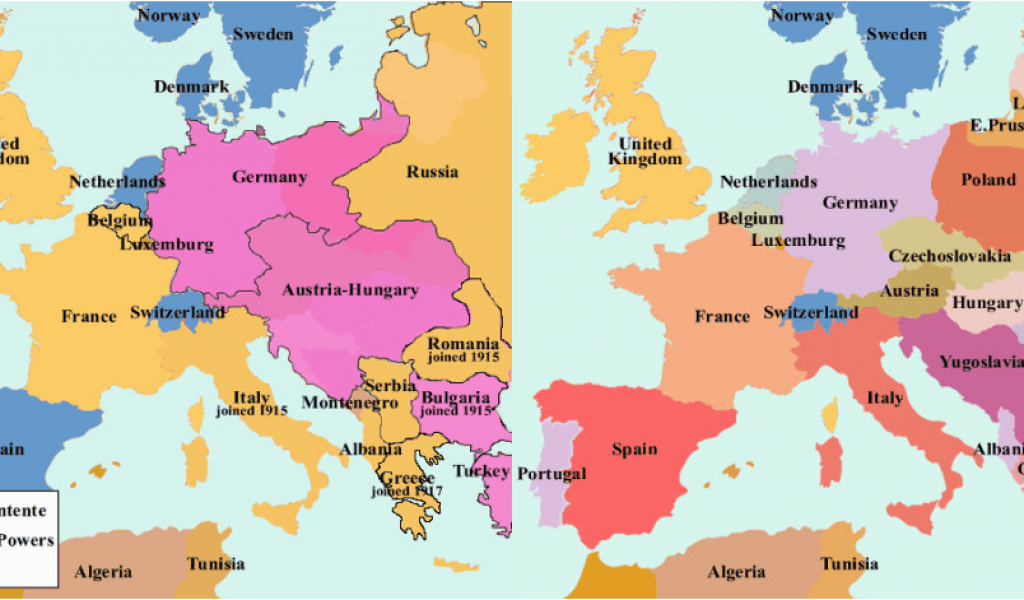 Thebrokensealblog Map Of Europe Before And After Ww1