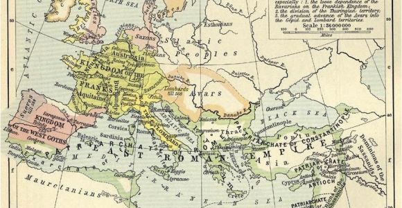 Map Of Europe During Roman Empire Europe and the East Roman Empire 533 600 1911 by William