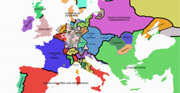 Map Of Europe In 1600 atlas Of European History Wikimedia Commons