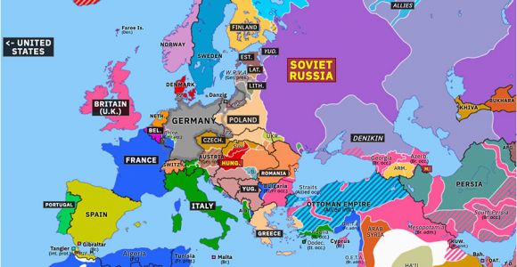 Map Of Europe In 1919 Europe 1919 Map