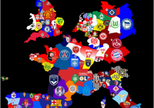Map Of Europe In French Map Of top Division Football Clubs In Major European Leagues