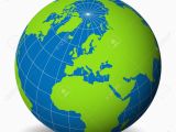 Map Of Europe Seas and Oceans Earth Globe with Green World Map and Blue Seas and Oceans Focused