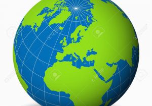 Map Of Europe Seas and Oceans Earth Globe with Green World Map and Blue Seas and Oceans Focused