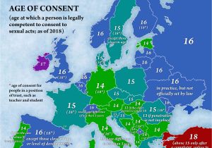 Map Of Europe Showing Slovenia Age Of Consent by Country In Europe