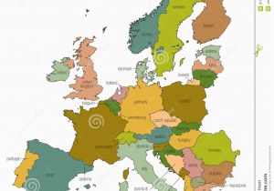 Map Of Europe without Country Names Europe Eu Map with Country Names Called Out Stock Vector